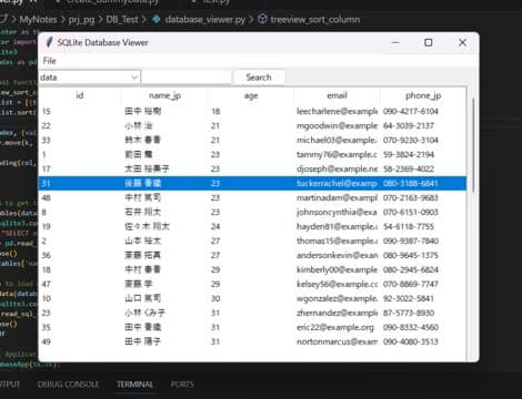 Day14 ダミーデータ生成 のプレイ画面