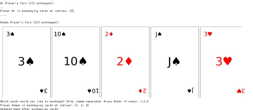 Day2 ポーカー のプレイ画面