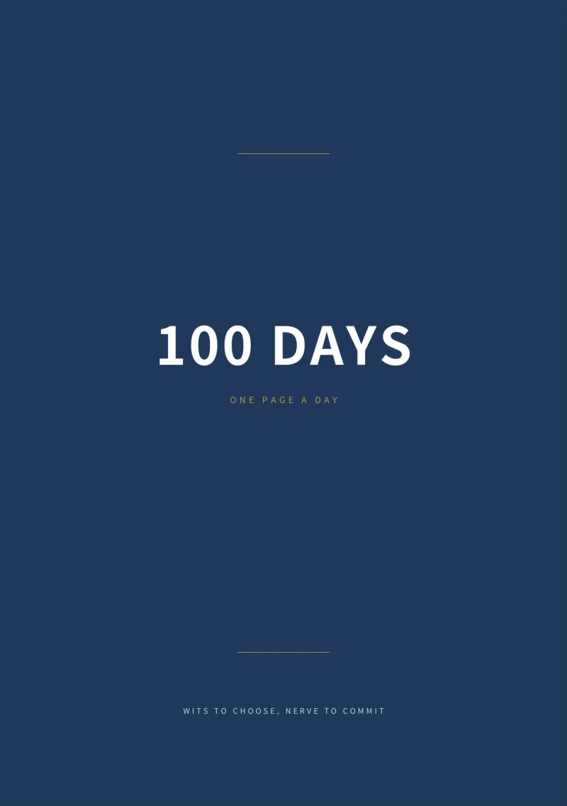 100日ノートの表紙(紺地に 100 DAYS)